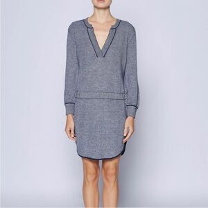 BROCHU WALKER Amos Waffle Dress Regatta Navy Blue Lagenlook Sz L NEW